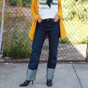 straight leg turn up jeans